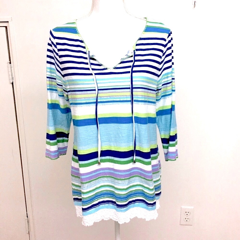 5 for $25 Rafaella Striped Blouse Size M